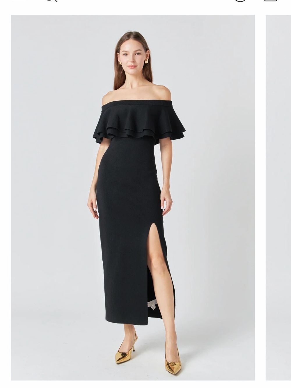 Endless Rose Black One-Shoulder Ruffle Evening Dress